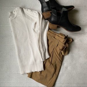 Crew Neck Waffle Knit Sweater